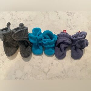 Bundle of 3 Baby Booties Assorted Sizes Zutano and Hudson Baby